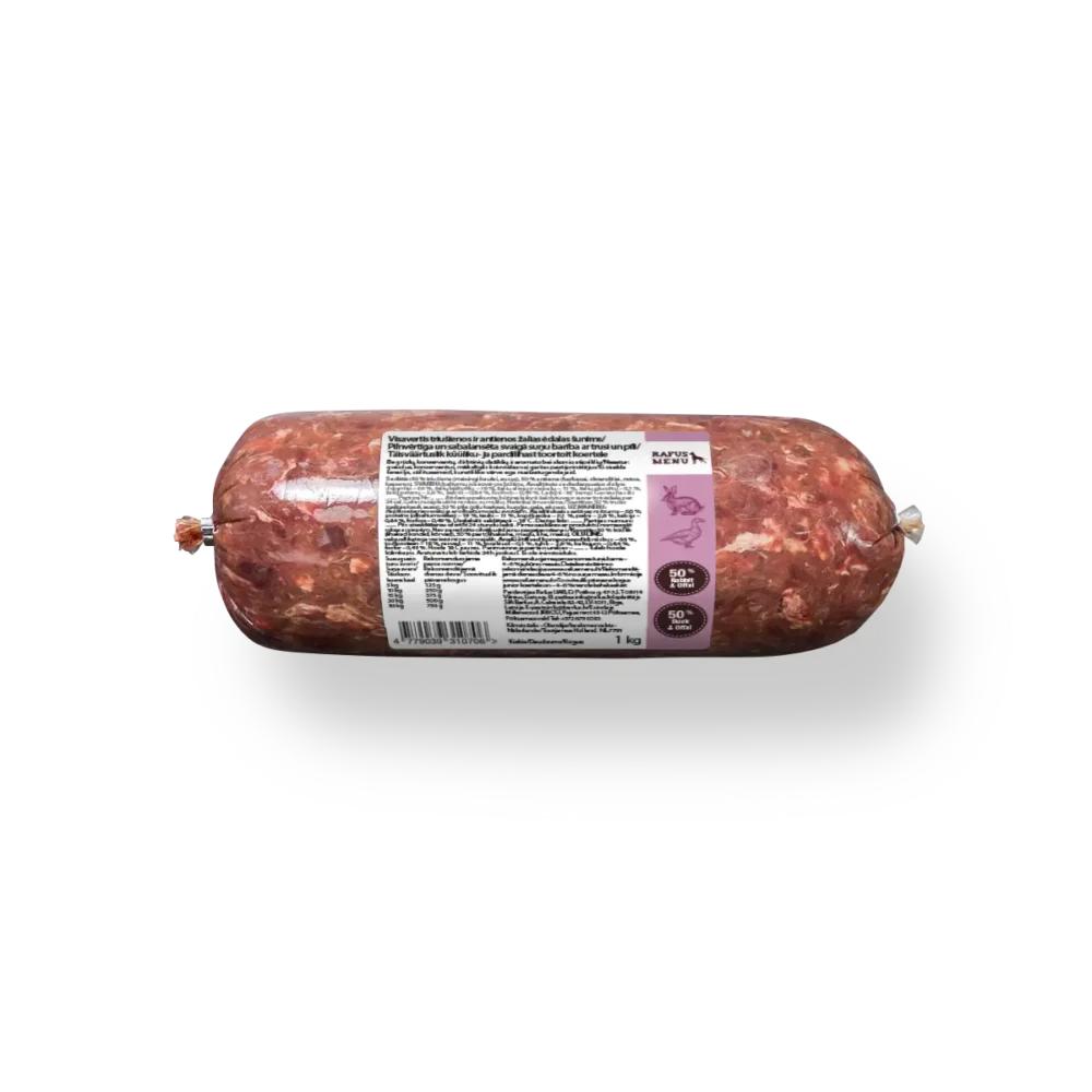 Visavertis triušienos ir antienos žalias ėdalas šunims, 1 kg