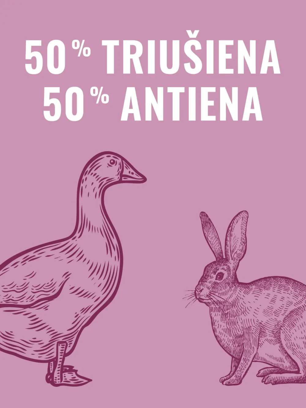 Visavertis triušienos ir antienos žalias ėdalas šunims, 1 kg