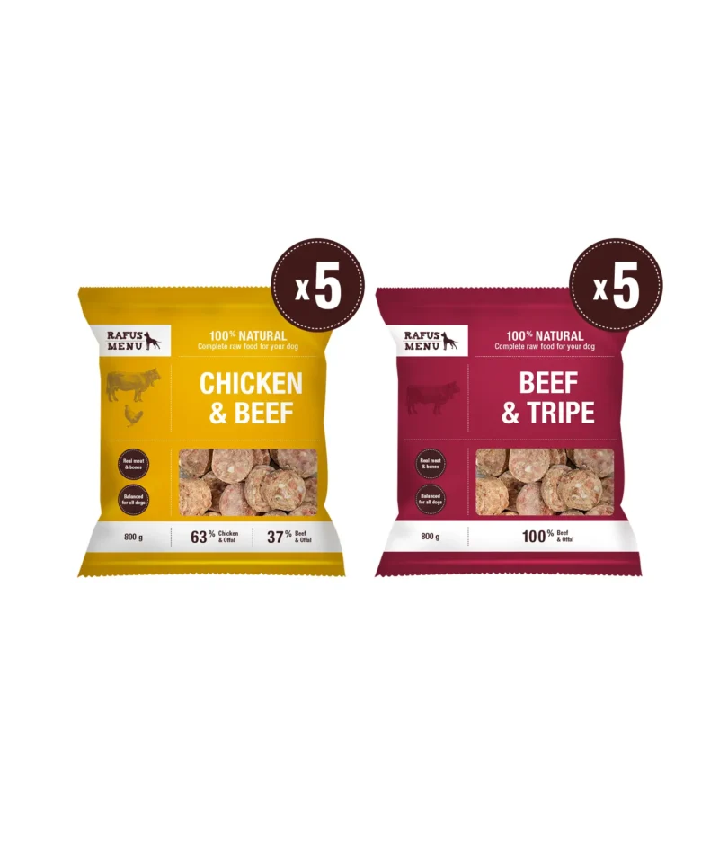RAFUS-produktai-CHICKEN+BEEF-1500x1800px-20250531 Kotletukų rinkinys Nr.5 (jautienos kotletukai 5 vnt ir vištienos kotletukai 5 vnt)