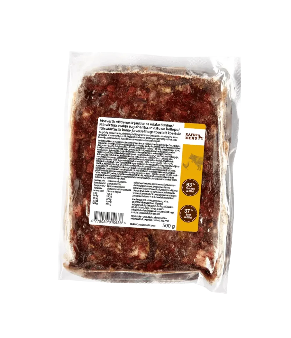 RAFUS_chicken&beef_500g Visavertis vištienos ir jautienos ėdalas, 500g