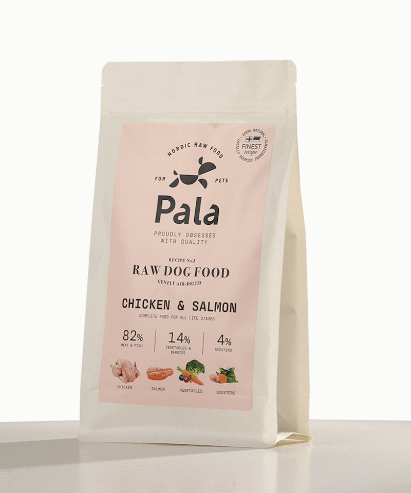 image_fulltext_Pala Recipe 2 Chicken and Salmon 1kg (1) RECEPTAS NR. 2, 1 kg., PALA džiovintas RAW maistas šunims: vištiena ir lašiša su daržovėmis