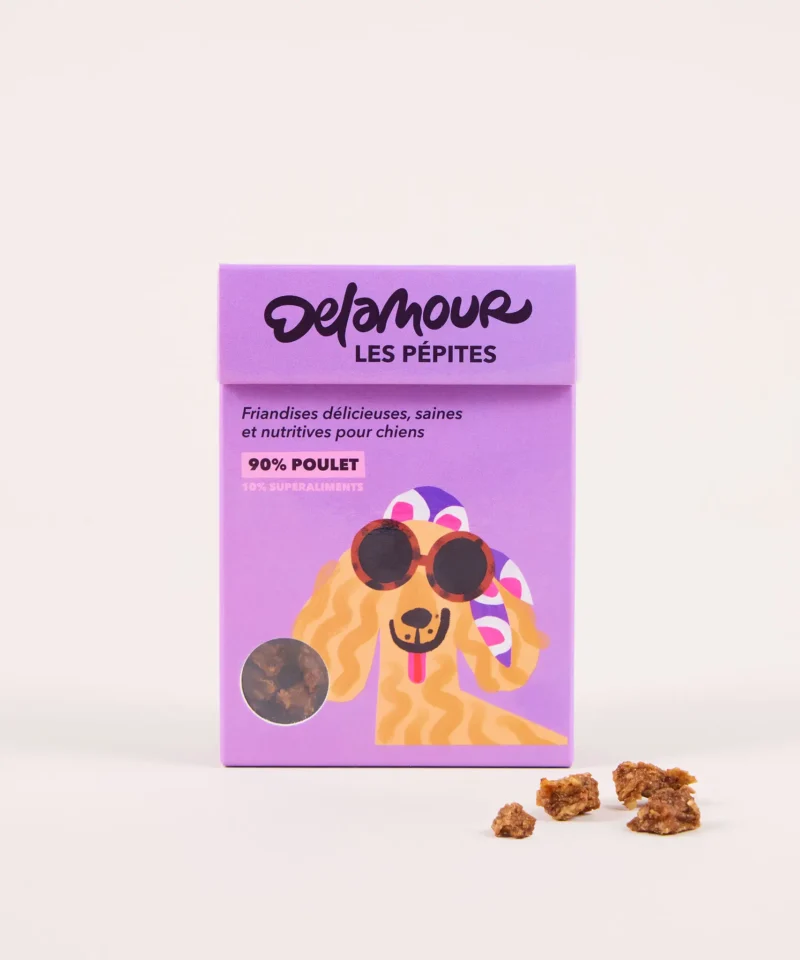 Poulet - face Les Pépites CHICKEN natūralūs skanėstai su mėlynėmis ir spanguolėmis, 75 g